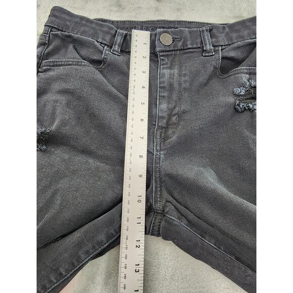 American Eagle Next Level Stretch Curvy Hi-Rise Jegging Size 8 Black Distressed - Picture 13 of 16